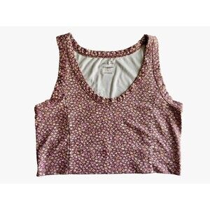 Lou & Grey Womens Feel Good Bralette Size L Brown Pink Floral Athleisure Lounge